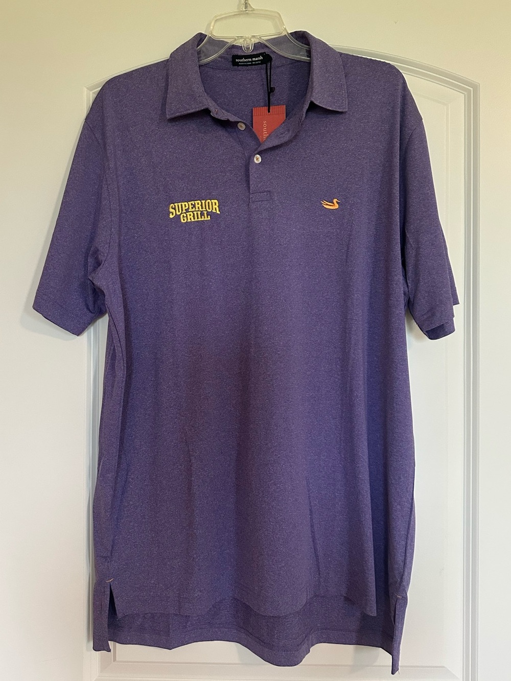 NWT Southern Marsh x Superior Grill Men's Purple Polo with Yellow Embroidery